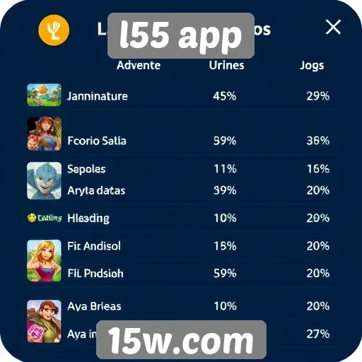 Comparativo de jogos populares no l55 app